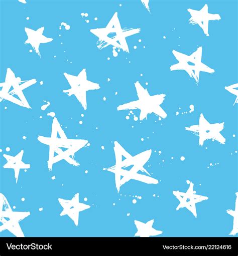 Blue stars pattern hand drawn Royalty Free Vector Image