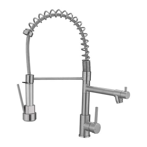 Tahanbath Single Handle Pull Out Sprayer Kitchen Faucet In Brushed Nickel Z1314 33n The Home Depot