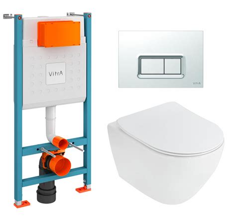Комплект 3 в 1 инсталляция VitrA V-Fix Core + Унитаз подвесной Cezares ...