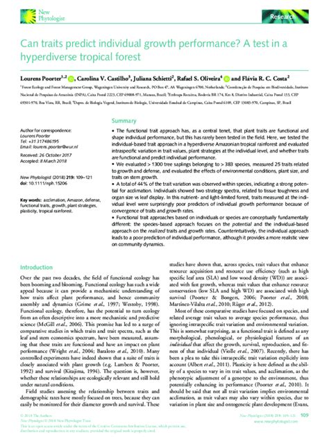 Fillable Online Ppbio Inpa Gov Can Traits Predict Individual Growth