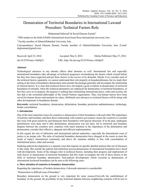 PDF Demarcation Of Territorial Boundaries In International Lawand