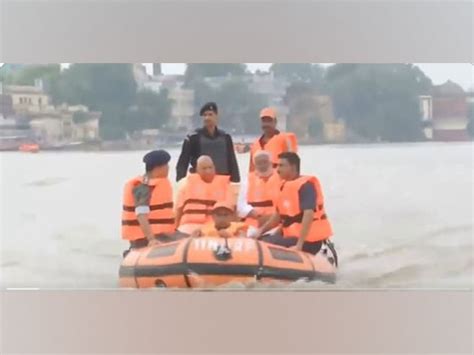 Up Cm Yogi Inspects Flood Affected Areas In Varanasi