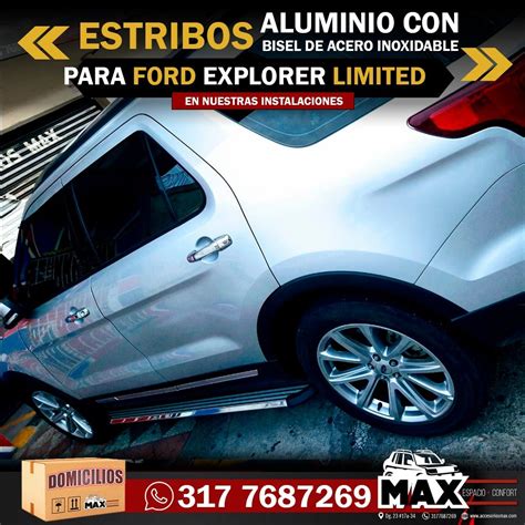 Estribos De Aluminio Con Bisel De Acero Inoxidable Para Ford Explorer