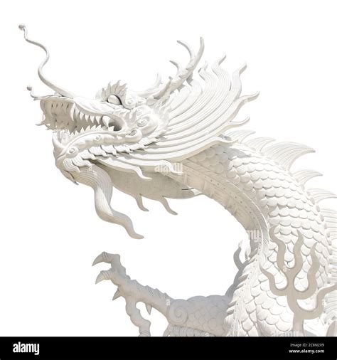 White Dragon In Chinese Temple Isolated On White Background Stock Photo