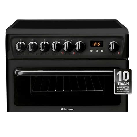 Hotpoint Hae60ks 60cm Electric Cooker In Black Ceramic Hob Double Oven