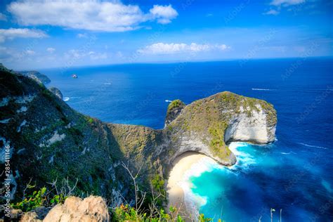 Aerial View Of Kelingking Beach Aka T Rex Head Beach In Nusa Penida