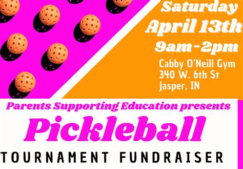 Pickleball Tournament Fundraiser Parents Supporting E