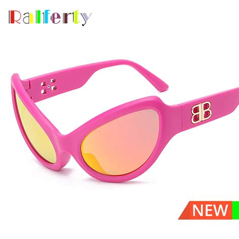 Ralferty Y2k Sunglasses Women Sport Sun Glasses Female Pink Mirror New