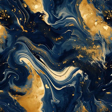 Premium Photo Gold And Deep Blue Marble Swirl Pattern