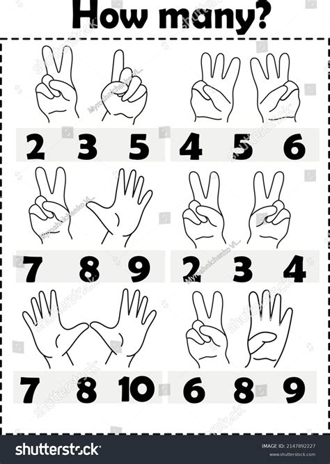 How Many Fingerspreschool Counting Activities Printable Stock Vector (Royalty Free) 2147892227 ...