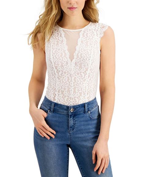 Inc International Concepts Sheer Lace High Neck Bodysuit Created For Macys And Reviews Bras