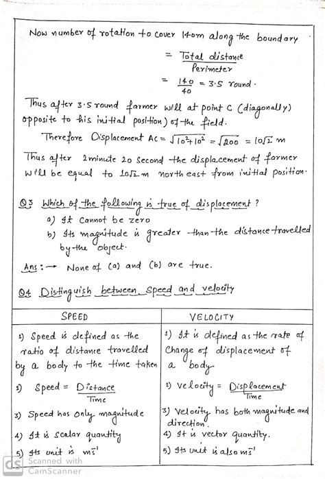 Motion Handwritten Notes For Class 9th