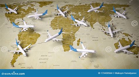 Aviones En El Mapa Del Mundo Rutas Aéreas De Vuelo Y Viajes Al