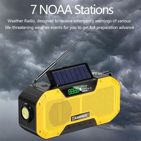 Abbree am fm noaa radio météo d urgence à manivelle solaire balayage