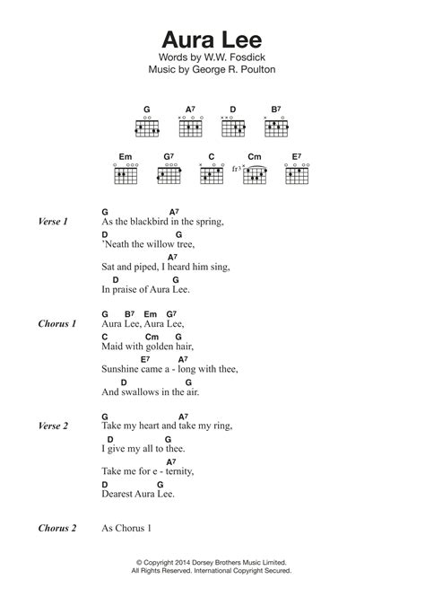 Aura Lee By Traditional Guitar Chords Lyrics Guitar Instructor