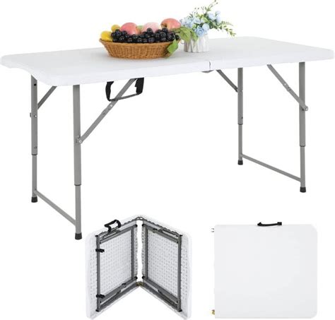 SUGIFT 4ft Folding Table Adjustable Height Camping Table Office Table