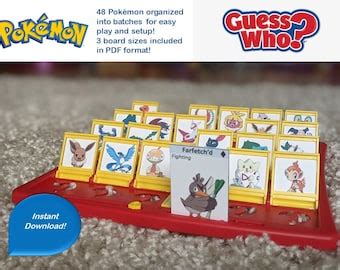 Pokemon Guess Who Game Cards Printable Game Pieces For Guess Who Board Game ...