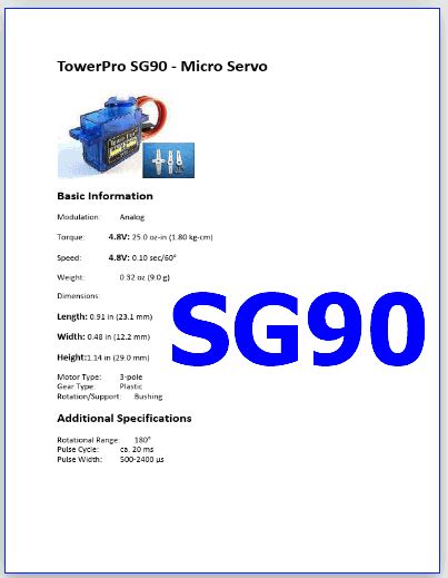 SG90 PDF Datasheet Micro Servo Motor Tower Pro