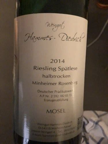 Hammes Diedrich Minheimer Rosenberg Riesling Spätlese Halbtrocken