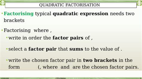 Factorise Quadratic Expressions Teaching Resources