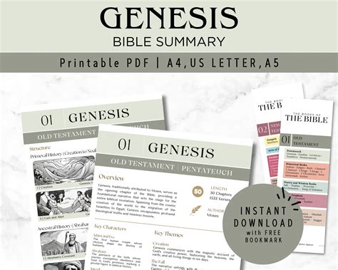 Genesis Bible Study Printable Cheat Sheet Old Testament Summary