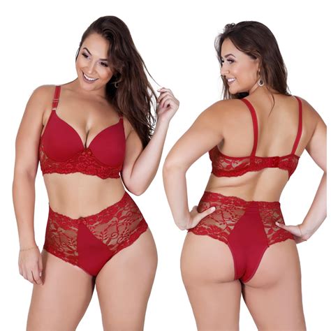 Lingerie Plus Size Sutiã Calcinha Renda Reforçado Dara Shopee Brasil