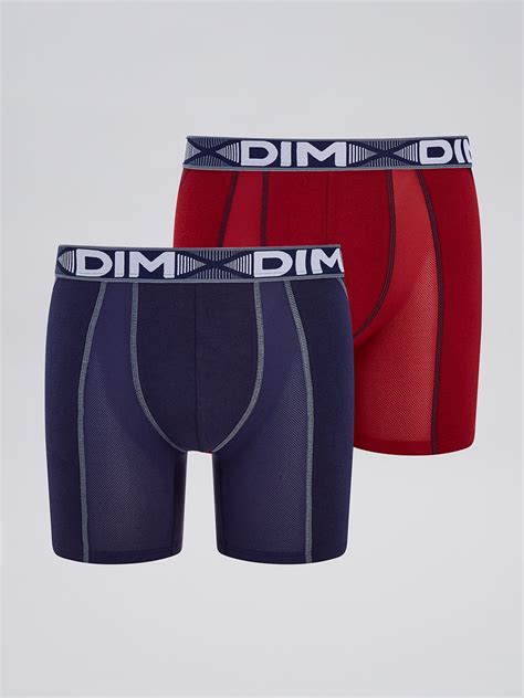 Lot De Boxers Longs Dim D Flex Air Rouge Marine Kiabi