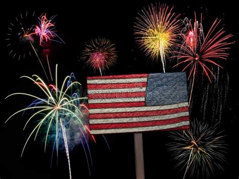 Usa American Flag And Fireworks For 4th Of July Stock Image Image Of