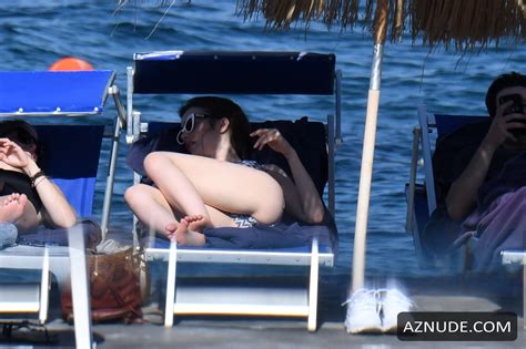 Lily Collins Sexy On The Beach In Ischia Aznude