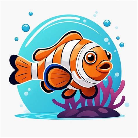 Premium Photo Cute Clownfish Swimming Cartoon Vector Illustration