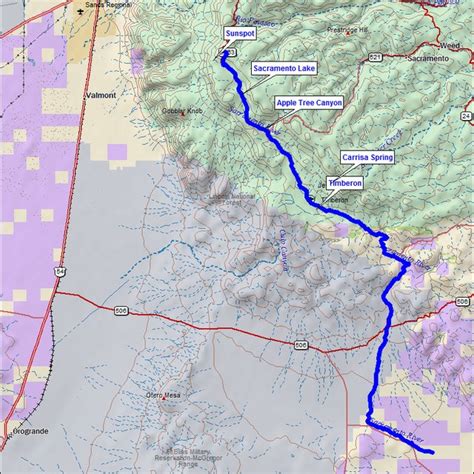 Map Of The Sacramento River Blue Line Otero County New Mexico