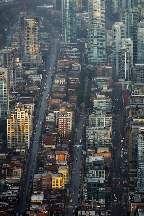 urban landscape high rise buildings busy streets stock