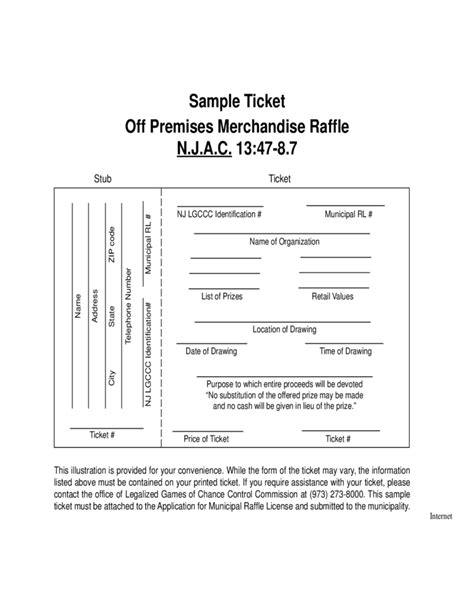 Sample Template for Raffle Ticket Free Download