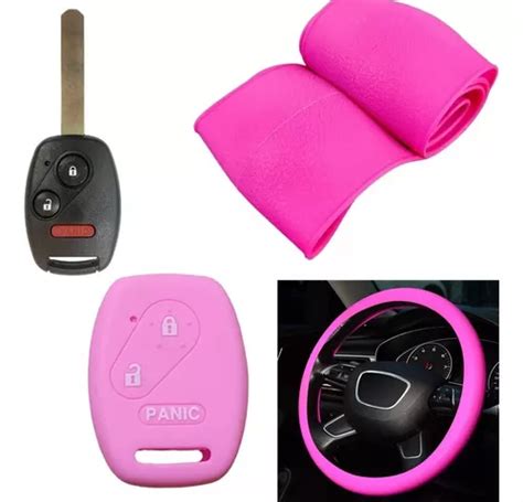 Cubre Volante Funda Llave Silicona Fit Crv City Civic Rosa