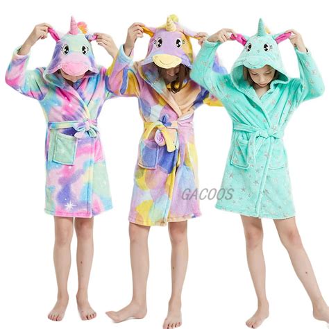 Albornoz de franela de unicornio para niños y niñas pijamas de