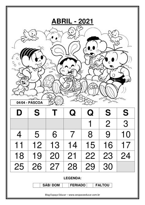 Calendários 2021 a Turma da Mônica Blog Espaço Educar