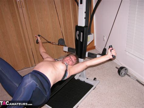 Mature Amateur Devlynn Exposes Her Tits And Snatch On Home Gym