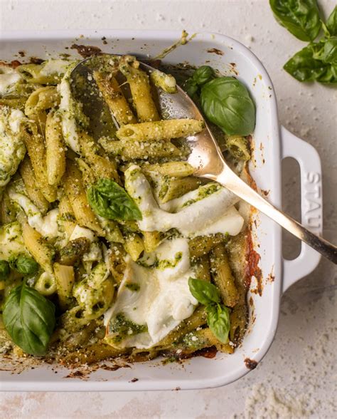 Baked Pesto Pasta Cheesy Penne Baked With Pesto