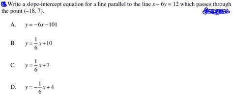 Solved Write A Slope Intercept Equation For A Line Parallel