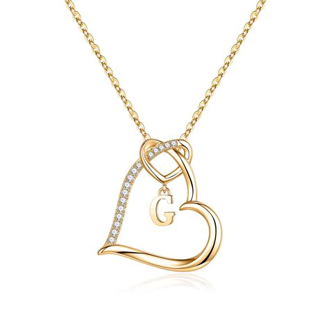 Aunool Heart Initial Necklaces For Women Girls Dainty 14k Gold Plated