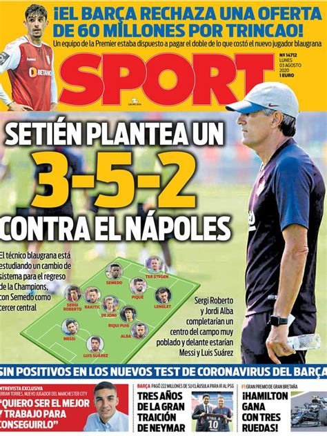 La Portada Del Diario Sport 03 08 2020