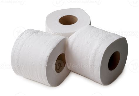 Three Rolls Of White Tissue Paper Or Napkin Isolated With Clipping Path And Shadow In Png File