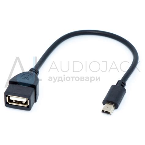 Адаптер OTG mini USB, штекер mini 5pin B - гнездо AF, кабель 0.10м ...
