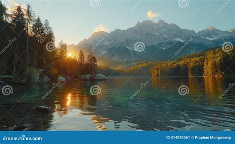 The Impressive Summer Sunrise Over Eibsee Lake Is A Testament To The