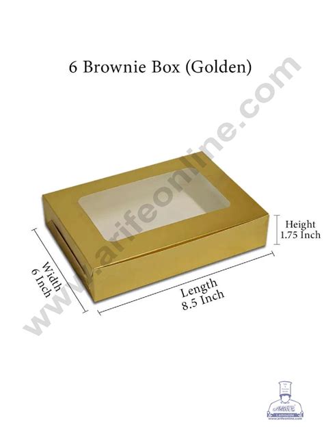 Cake Decor Golden Brownie Boxes 6 Cavity With Clear Window Brownie Ca