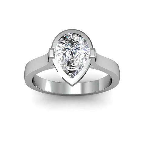 1ct. Pear cut Natural Diamond 3mm Bezel Setting Solitaire Natural ...