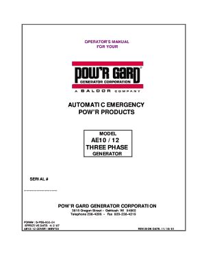 Pow R Gard Generator Manual Fill Online Printable Fillable Blank