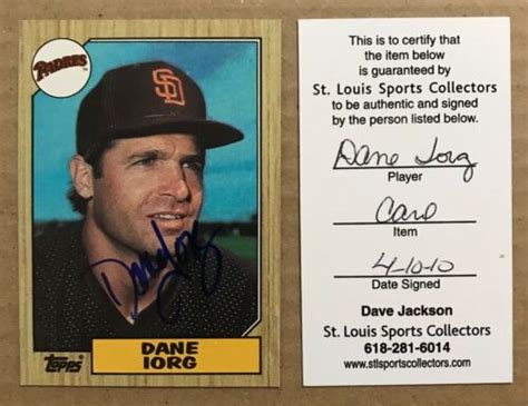 Dane Iorg Topps Baseball Card Autographed Signed Coa San