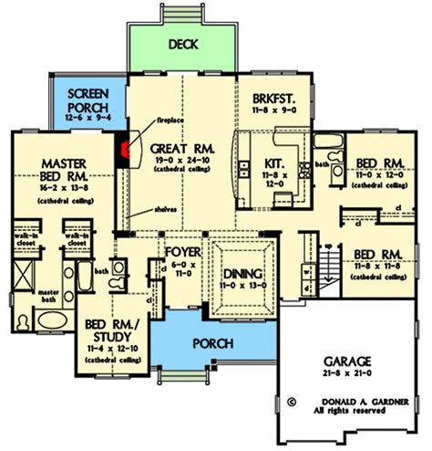 One-level Cottage Plan with Screened Porch - 444311GDN | Architectural ...