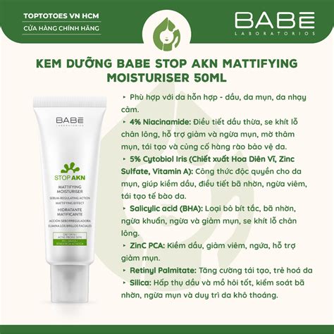 Kem dưỡng BABE Stop AKN Mattifying Moisturiser kiềm dầu giảm mụn ml Shopee Việt Nam